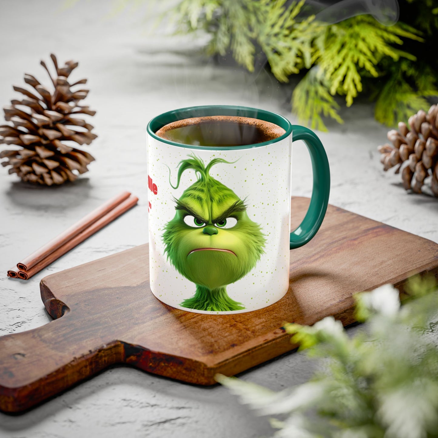 Grumpy Green Character Mug — Funny Holiday Coffee Cup (11oz/15oz)