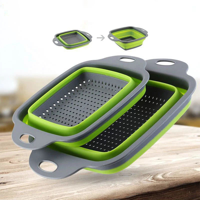 Foldable Silicone Square Colander Strainer