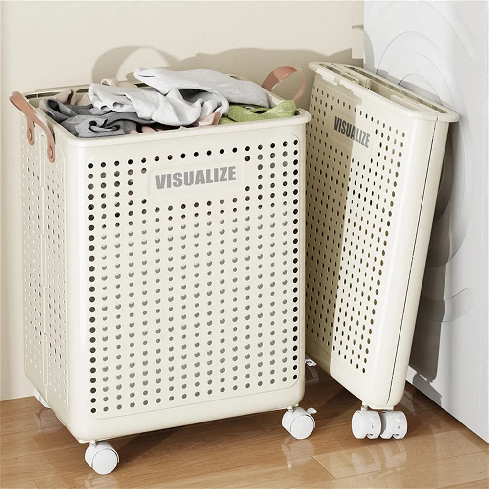 Foldable Laundry Basket with Wheels