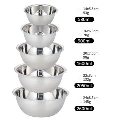 Stainless Steel Mixing Bowls Set 5Pcs