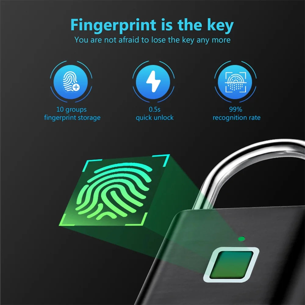 Keyless USB Fingerprint Smart Padlock
