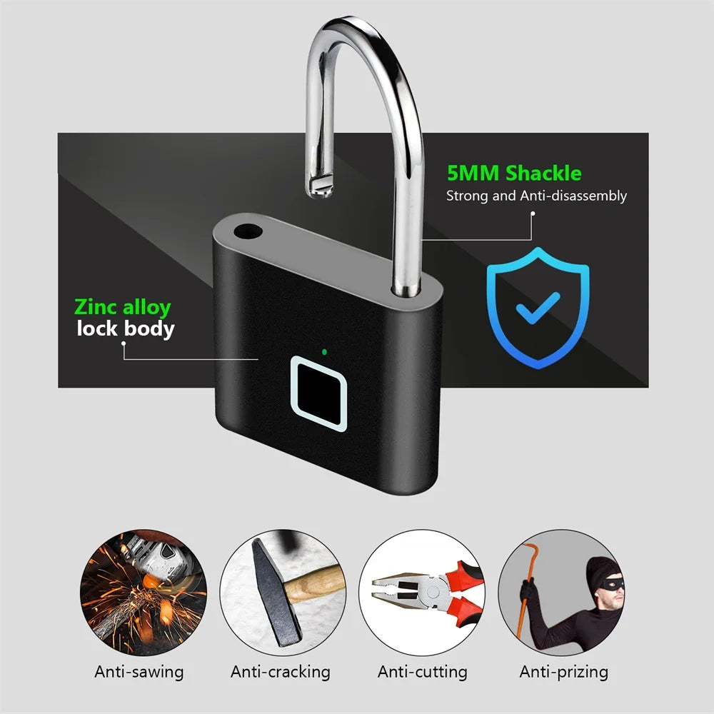 Keyless USB Fingerprint Smart Padlock