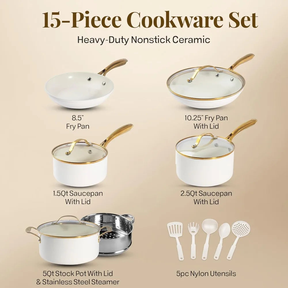 15 Pc Ceramic Set Non Stick