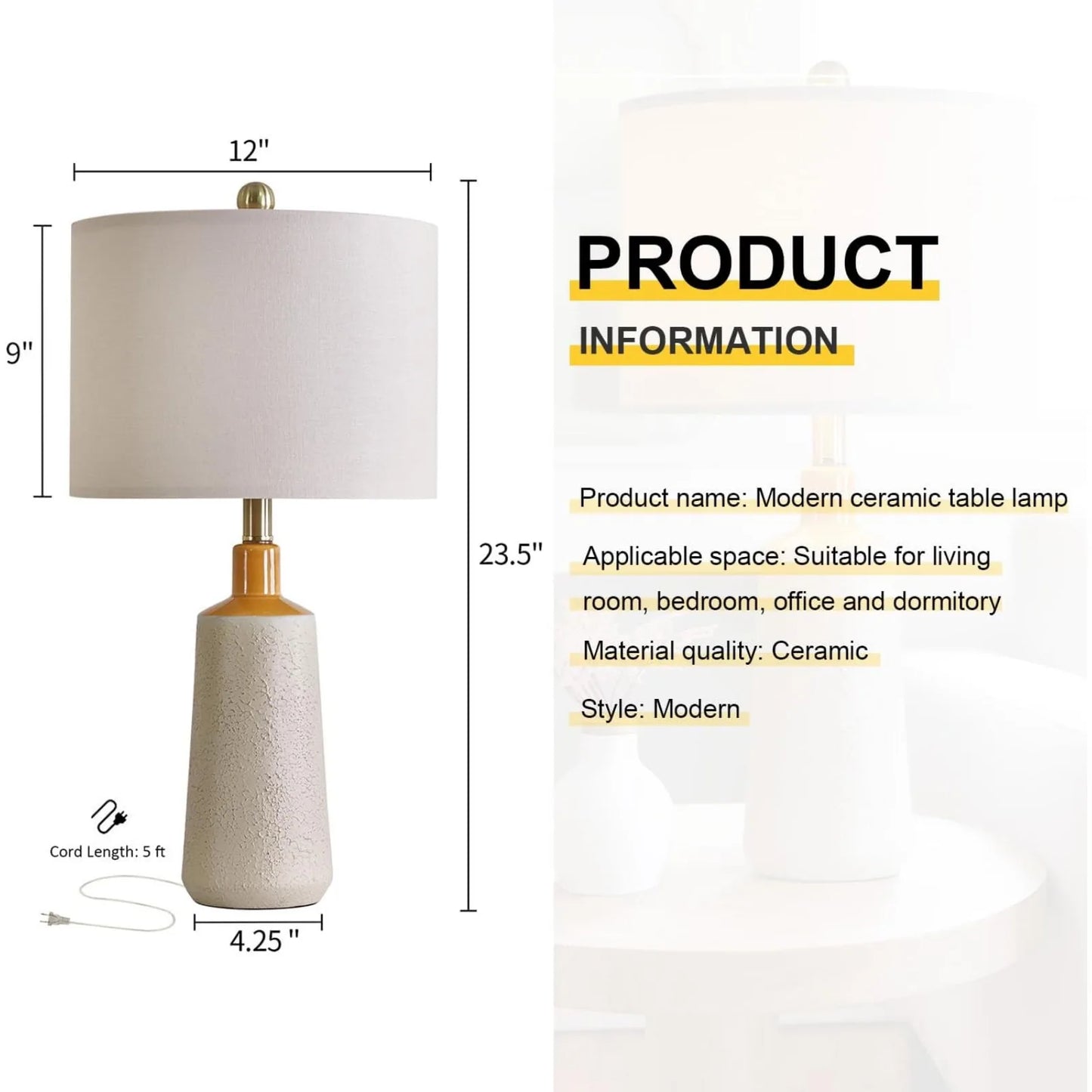Modern Ceramic Table Lamp Set of 2