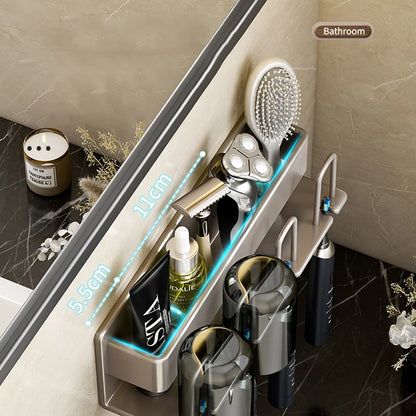 Wall-Mounted Toothbrush Holder & Bathroom Organizer