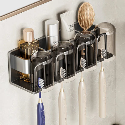 Wall-Mounted Toothbrush Holder & Bathroom Organizer