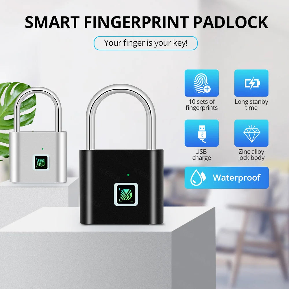 Keyless USB Fingerprint Smart Padlock