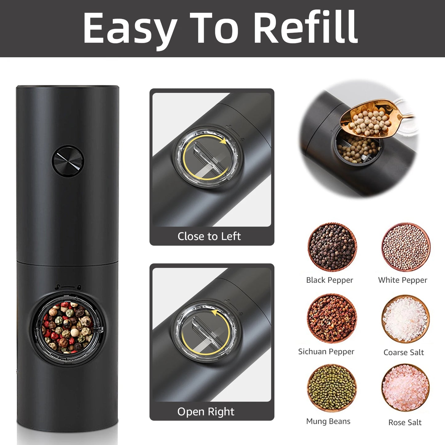 Electric Salt & Pepper Grinder Set
