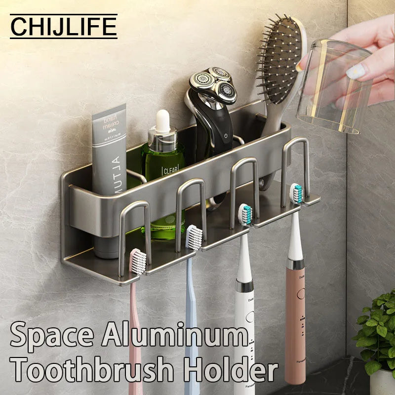Wall-Mounted Toothbrush Holder & Bathroom Organizer
