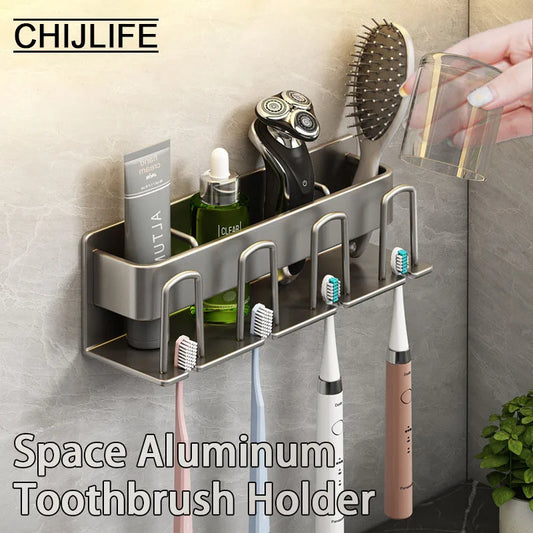 Wall-Mounted Toothbrush Holder & Bathroom Organizer